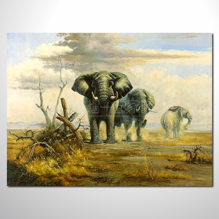 動物王國 大象14 油畫 裝飾...