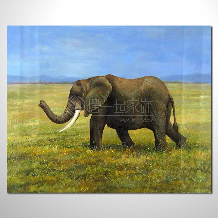 動物王國 大象17 油畫 裝飾...