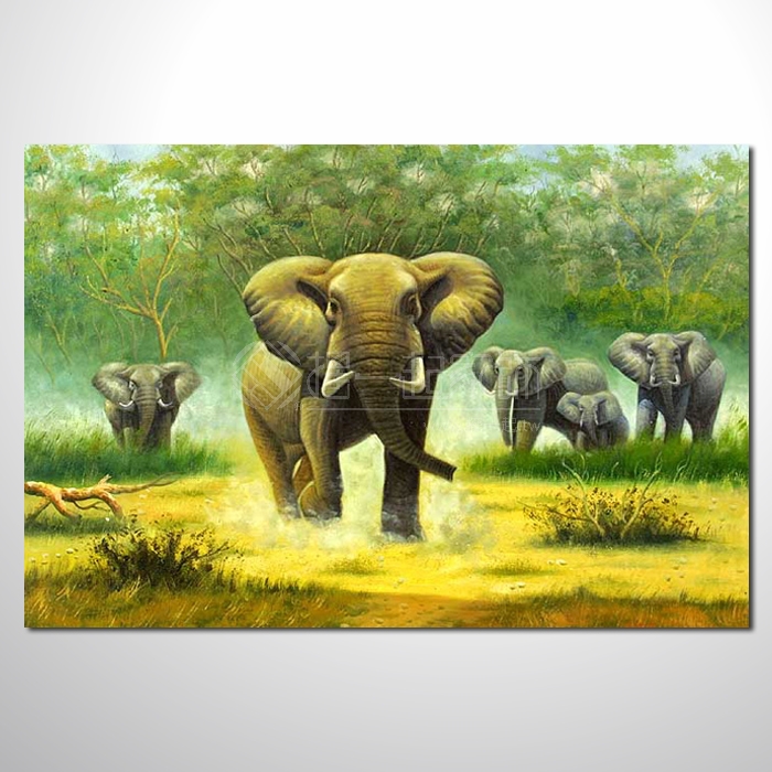 動物王國 大象02 油畫 裝飾...